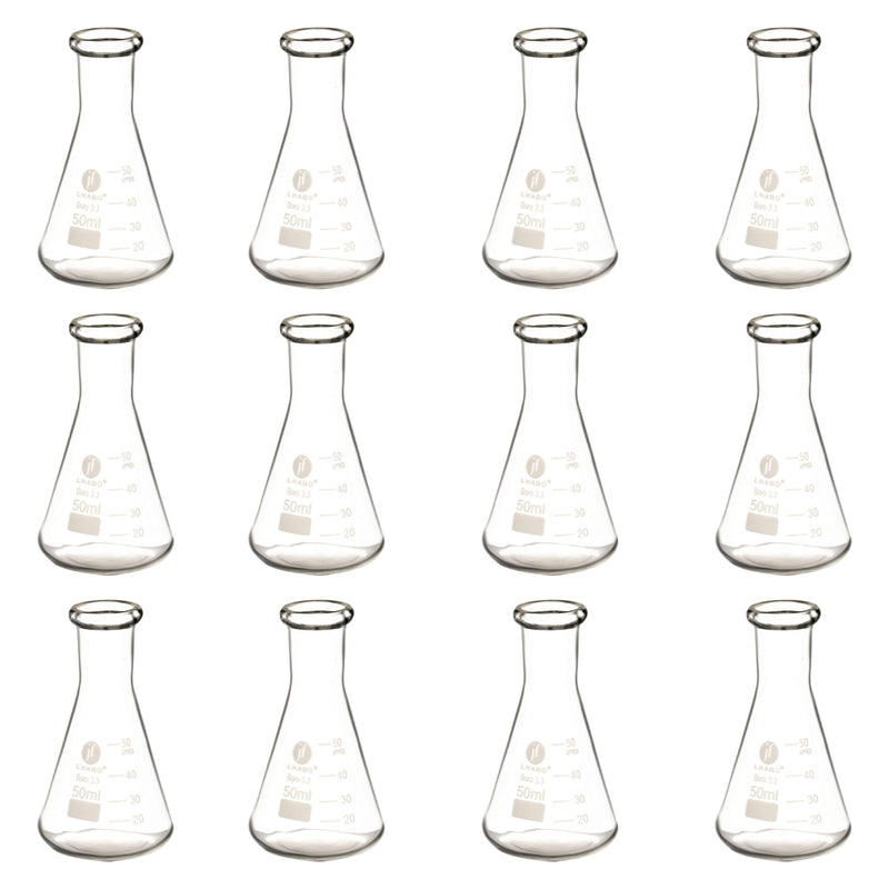 Matraz Erlenmeyer 50 Ml Vidrio Paq C/12 Jf Lhabo ID-3676129