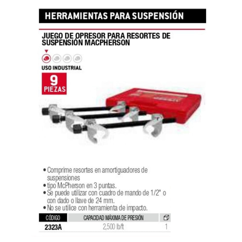 Juego Opresores De Resortes De Suspensión 9Pzs 2323A Urrea-H ID-2028881