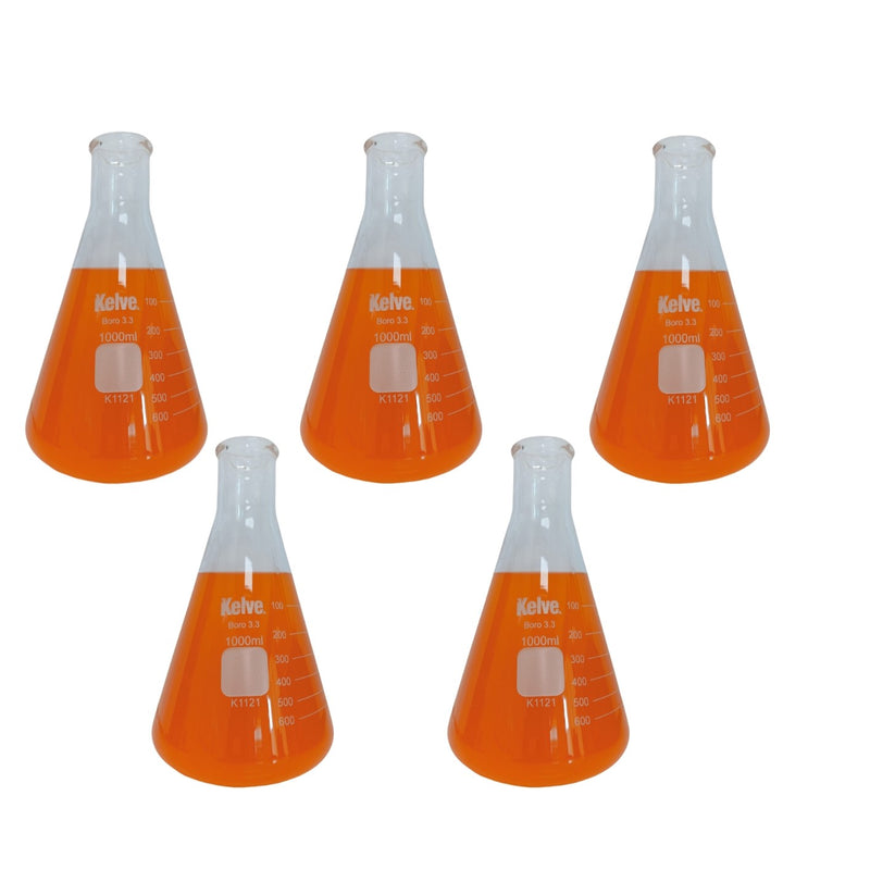 Matraz Erlenmeyer 1000 Ml Vidrio Kelve Paq C/5 ID-3226874