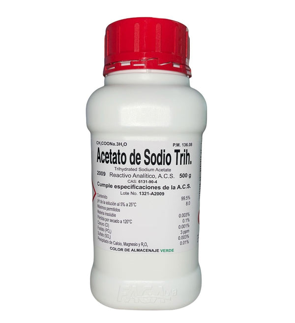 Acetato de Sodio Trihidratado R. A. de 500 G Fagalab