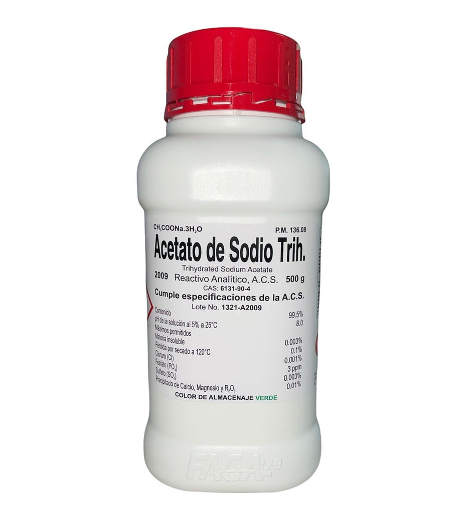 Acetato de Sodio Trihidratado R. A. de 500 G Fagalab