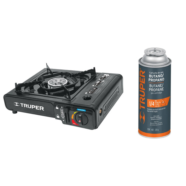 Estufilla Truper 15005 + Lata de Gas 1/4 de Vuelta 220gr Truper