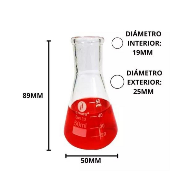 Matraz Erlenmeyer 50 Ml Vidrio Paq C/12 Jf Lhabo ID-2261840