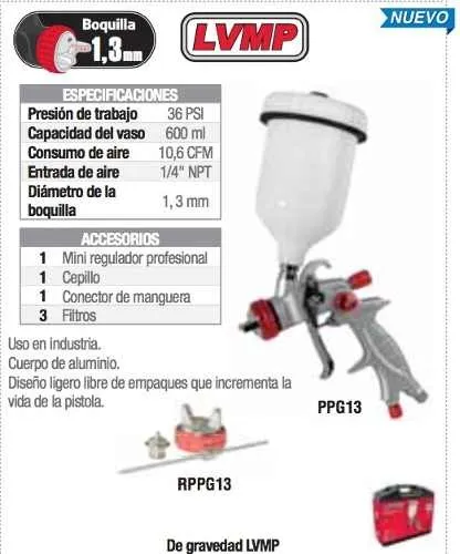 Pistola Para Pintar De Gravedad 600 Ml 1.3 Mm Ppg13 Urrea ID-1981358