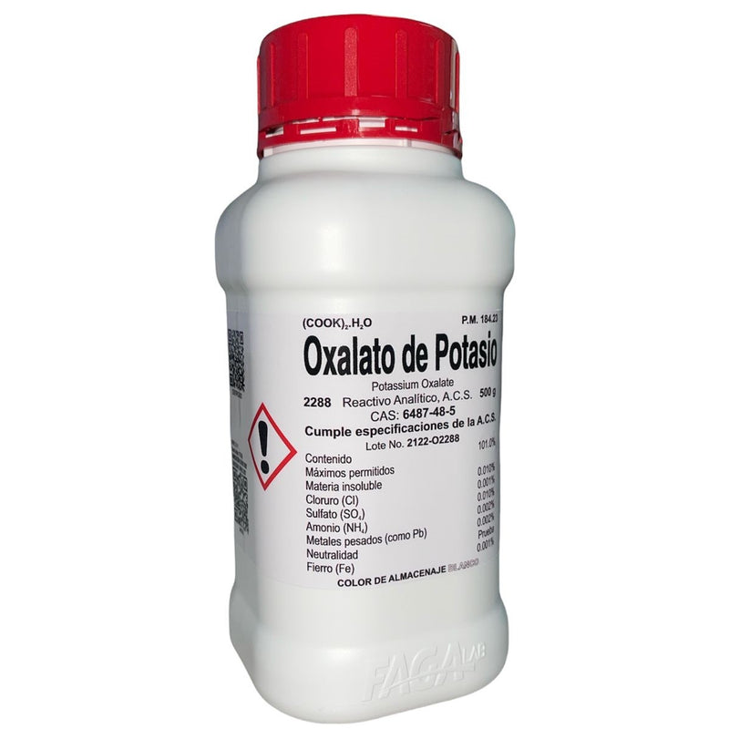 Oxalato De Potasio R. A. De 500 G Fagalab ID-1657539