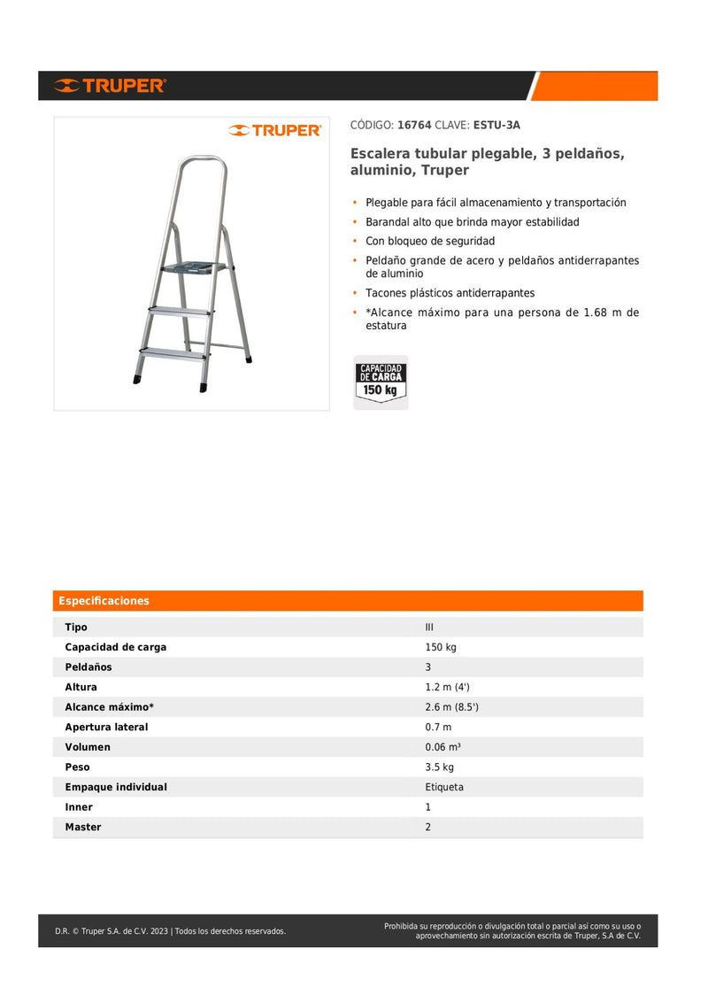 Escalera De Aluminio Tijera Truper 16764 ID-2210866