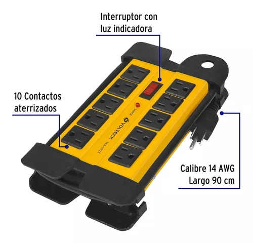 Multicontacto 14 Awg Industrial, 10 Entradas Volteck 48190 ID-2426925