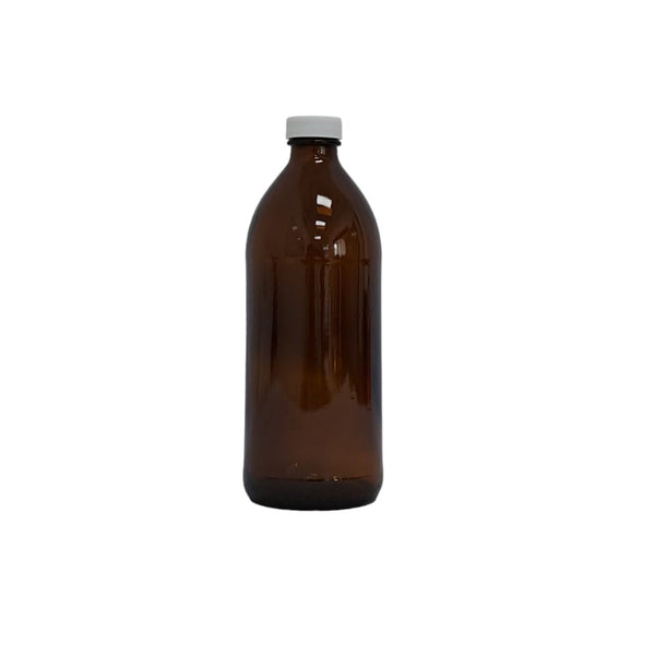 Botella Ámbar Vidrio 500 Ml con Tapa Blanca Ba500ml Qec