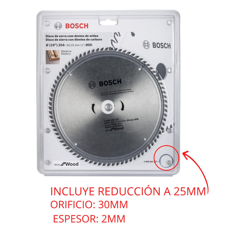 Disco Sierra Circular De Mesa Wood, 10´´ 80 Dientes Bosch ID-2070683