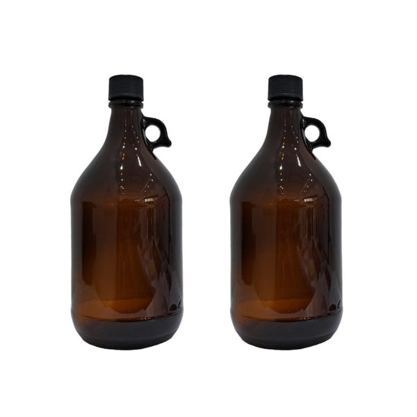 Botella Frasco Envase Ambar Vidrio 2.5l con Tapa Negra Paq C/2 Qec