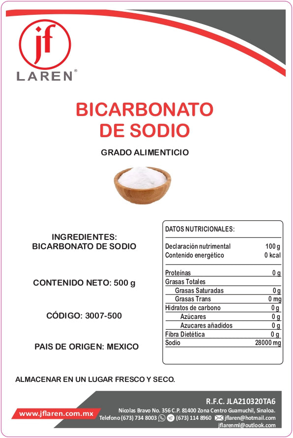 Bicarbonato De Sodio 500G Jf Laren ID-2538075