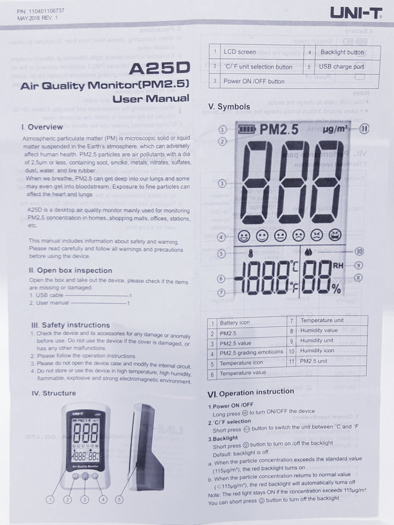 Medidor De Calidad De Aire Uni-T ID-1536210