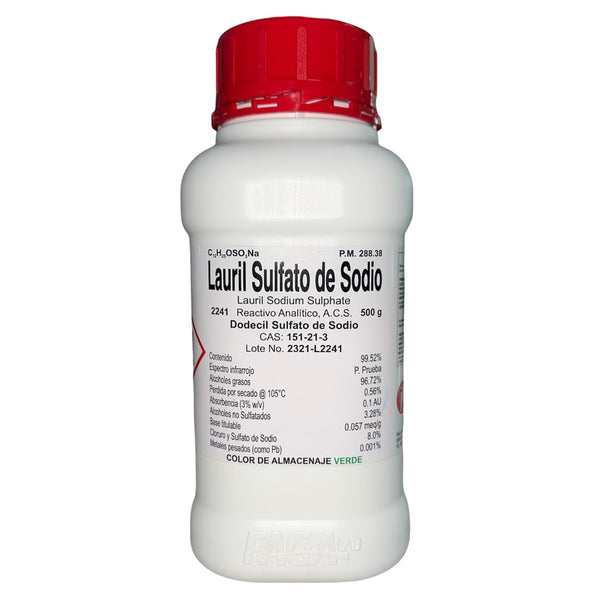 Lauril Sulfato de Sodio R. A. de 500 G Fagalab