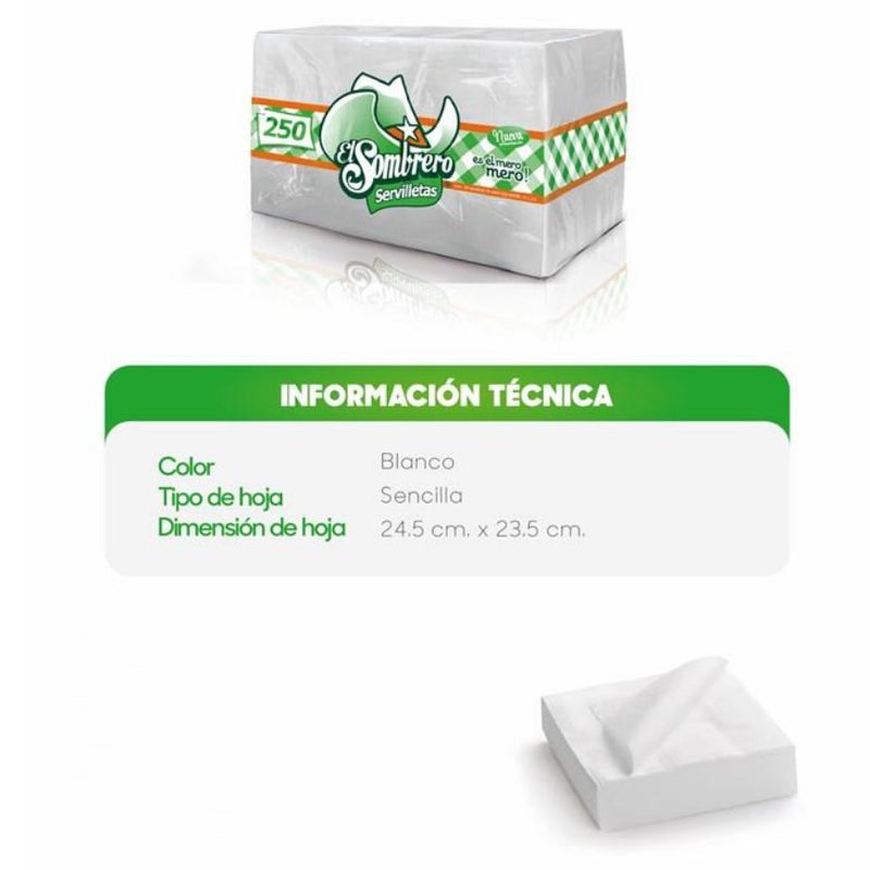 Servilletas De Papel Paq C/3 De 250 Piezas Ss250 El Sombrero ID-2581732