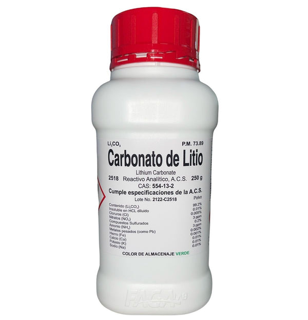 Carbonato de Litio R. A. de 250 G Fagalab