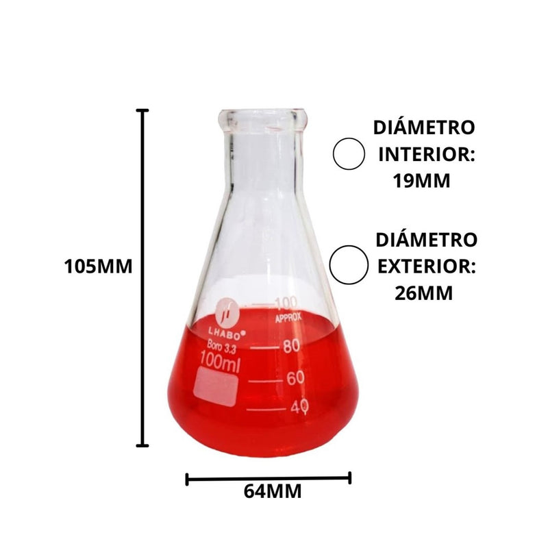 Matraz Erlenmeyer 100 Ml Vidrio Jf Lhabo ID-2237975