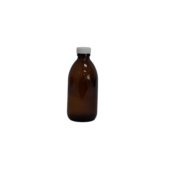 Botella Ámbar Vidrio 250 Ml con Tapa Blanca Ba250ml Qec