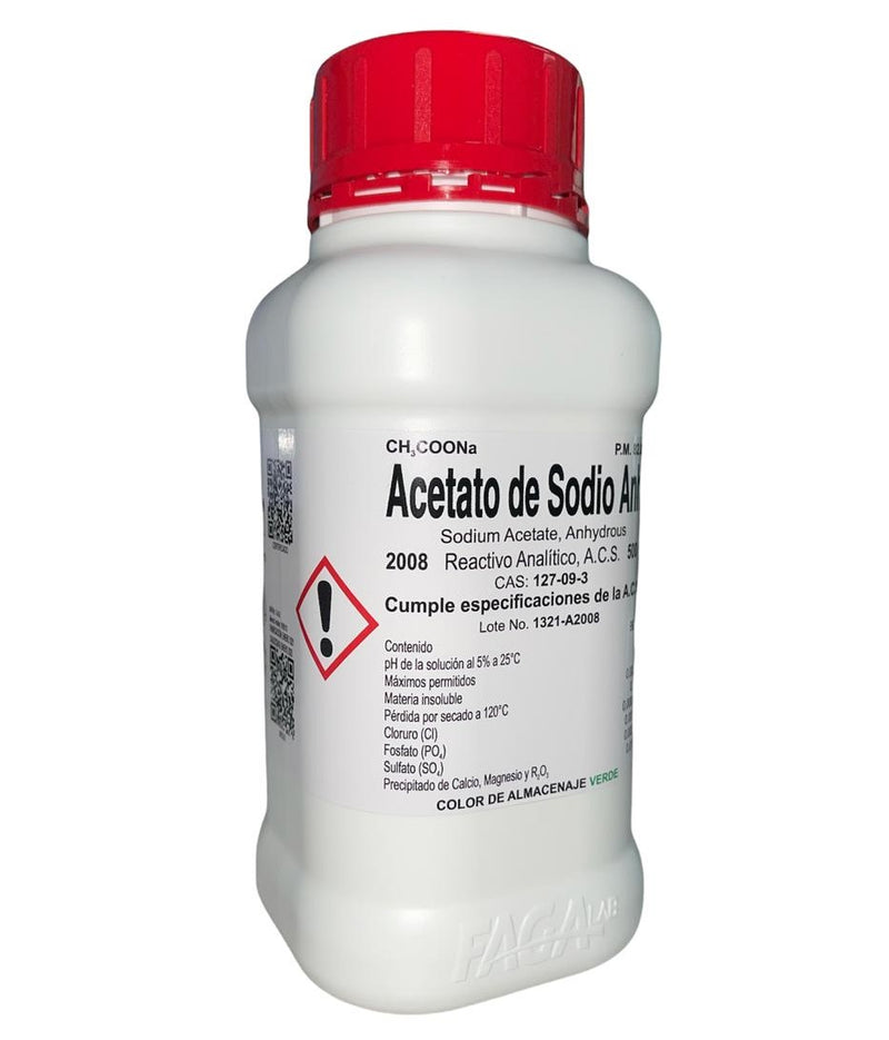 Acetato De Sodio Anhidro R. A. De 500 G Fagalab ID-1639490