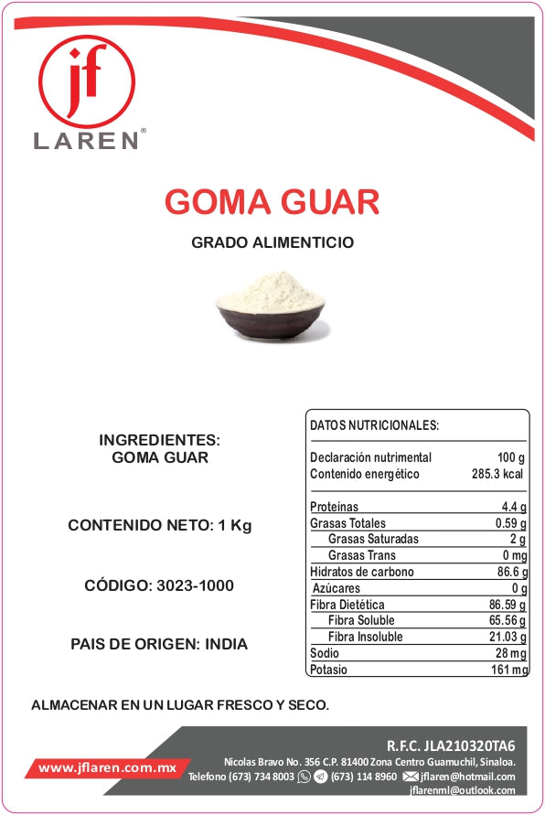 Goma Guar En Polvo 1 Kg Jf Laren ID-2538386