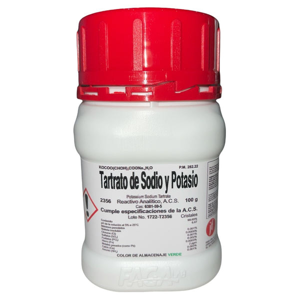 Tartrato de Sodio Y Potasio R. A. de 100 G Fagalab