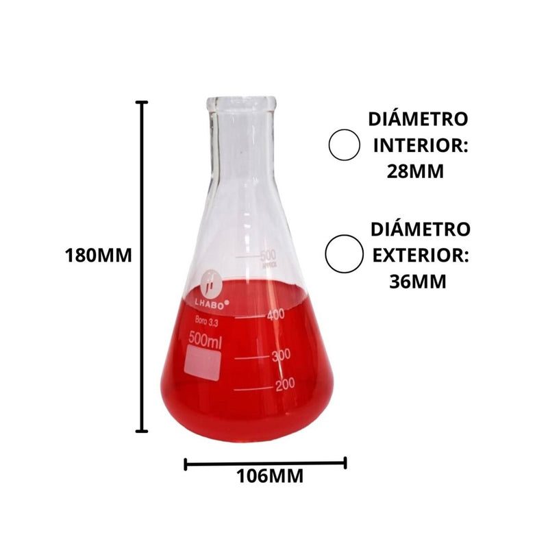 Matraz Erlenmeyer 500 Ml Vidrio Jf Lhabo ID-2238006