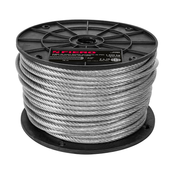 Cable Acero Recubierto 3/16 7x19 Hilos 75 Mt 44223 Fiero