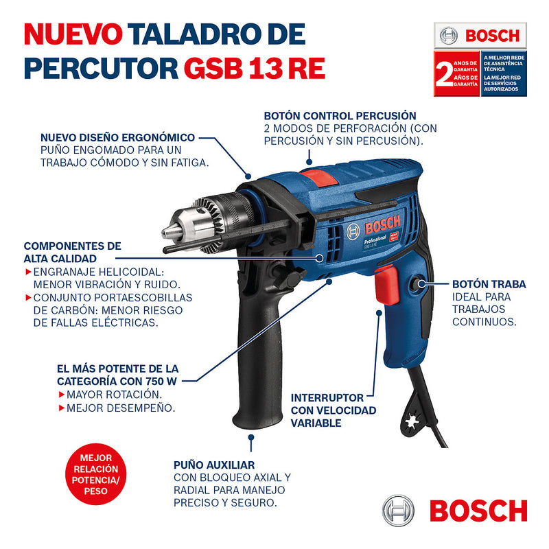 Rotomartillo Bosch Gsb 13 Re 127V 06012B80G1 Bosch ID-2415821