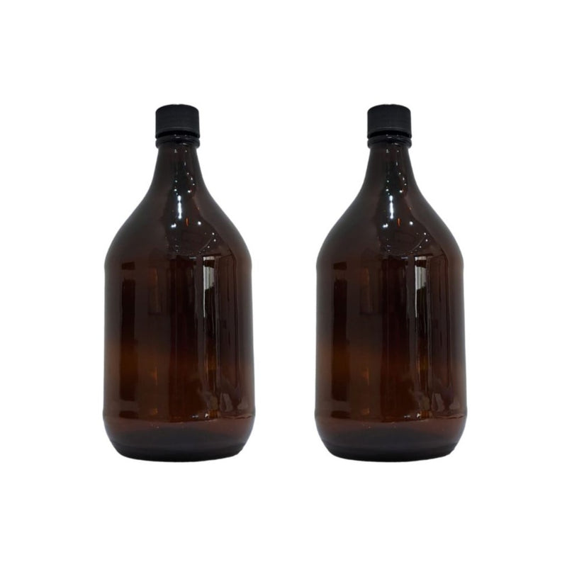 Botella Frasco Envase Ambar Vidrio 2.5L Con Tapa Negra Paq C/2 Qec ID-2728241