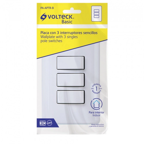 Placa Con 3 Interruptores Sencillos Basic Volteck 25083 ID-1795091