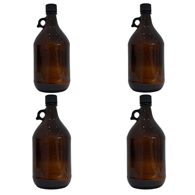 Botella Envase Frasco Ambar Vidrio 2.5L Con Tapa Negra Paq C/4 Qec ID-2361188