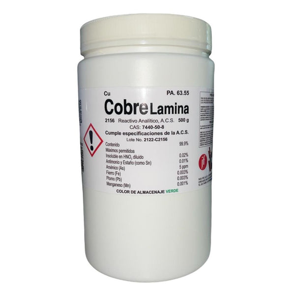 Cobre Electrolito (lámina) R. A. de 500 G Fagalab
