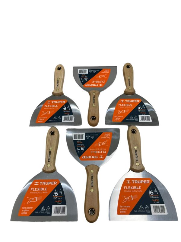 Espatula Flexible 6' Paq. C6 Mango de Madera 14452 Truper