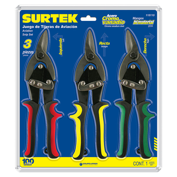 Juego de 3 Tijeras Tipo Aviación Surtek