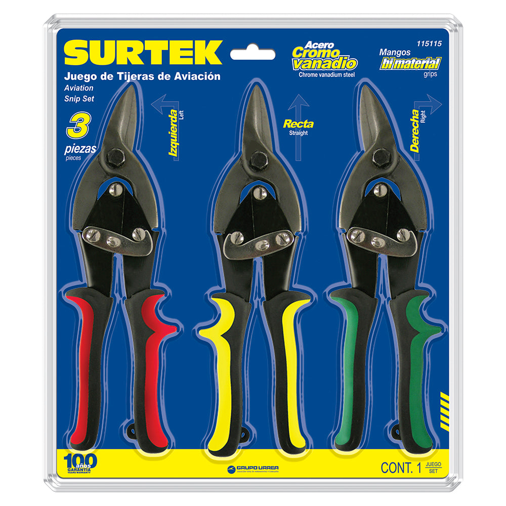 Juego de 3 Tijeras Tipo Aviación Surtek