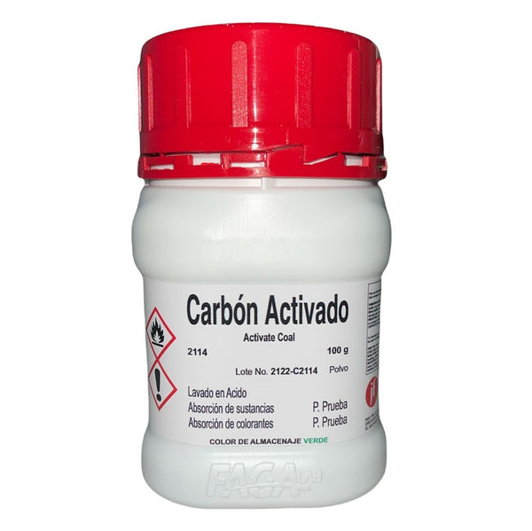 Carbón Activado Polvo R. A. de 100 G Fagalab
