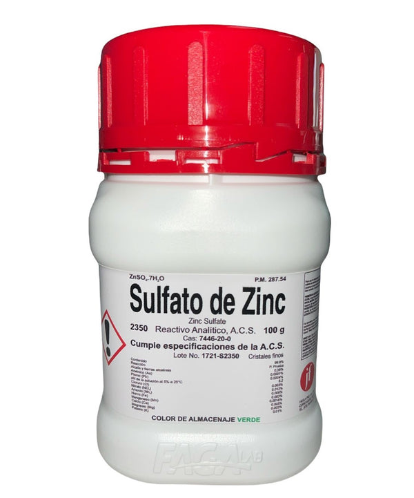 Sulfato de Zinc R. A. de 100 G Fagalab