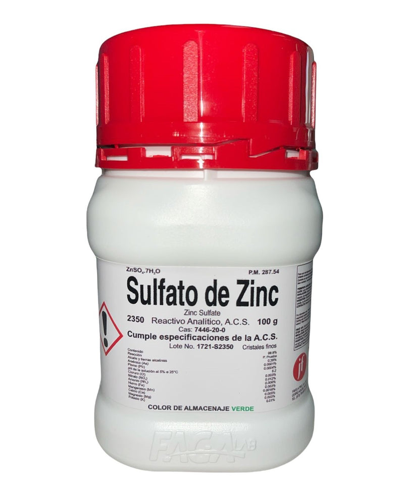 Sulfato De Zinc R. A. De 100 G Fagalab ID-1639339