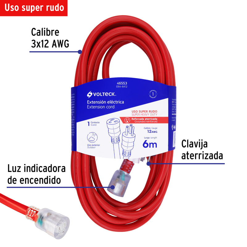 Extensión De Uso Súper Rudo, Calibre 12. Volteck 46553 ID-2292437