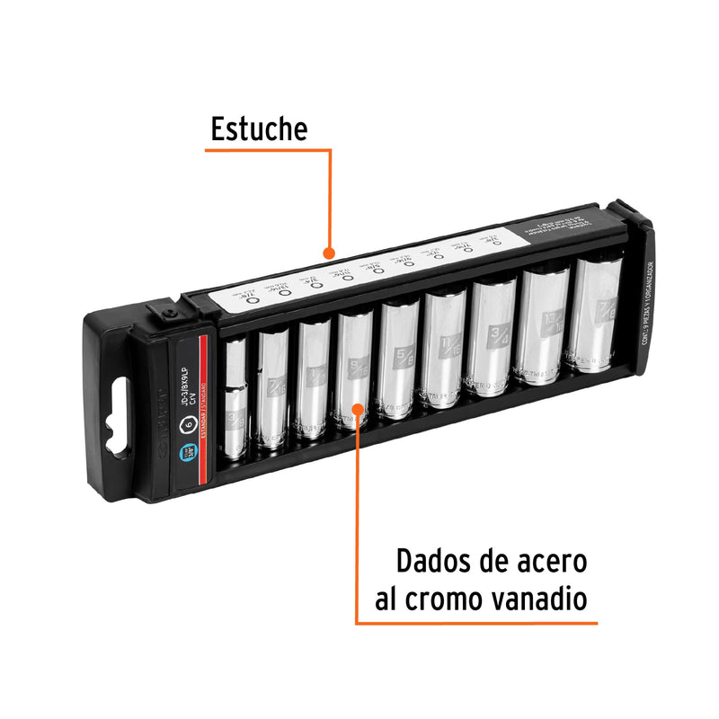 Juego Dados 3/8' Std Largos 9 Pz Truper 14172 ID-2331375