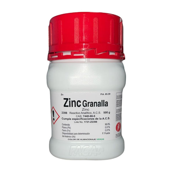Zinc Granalla R. A. de 500 G Fagalab