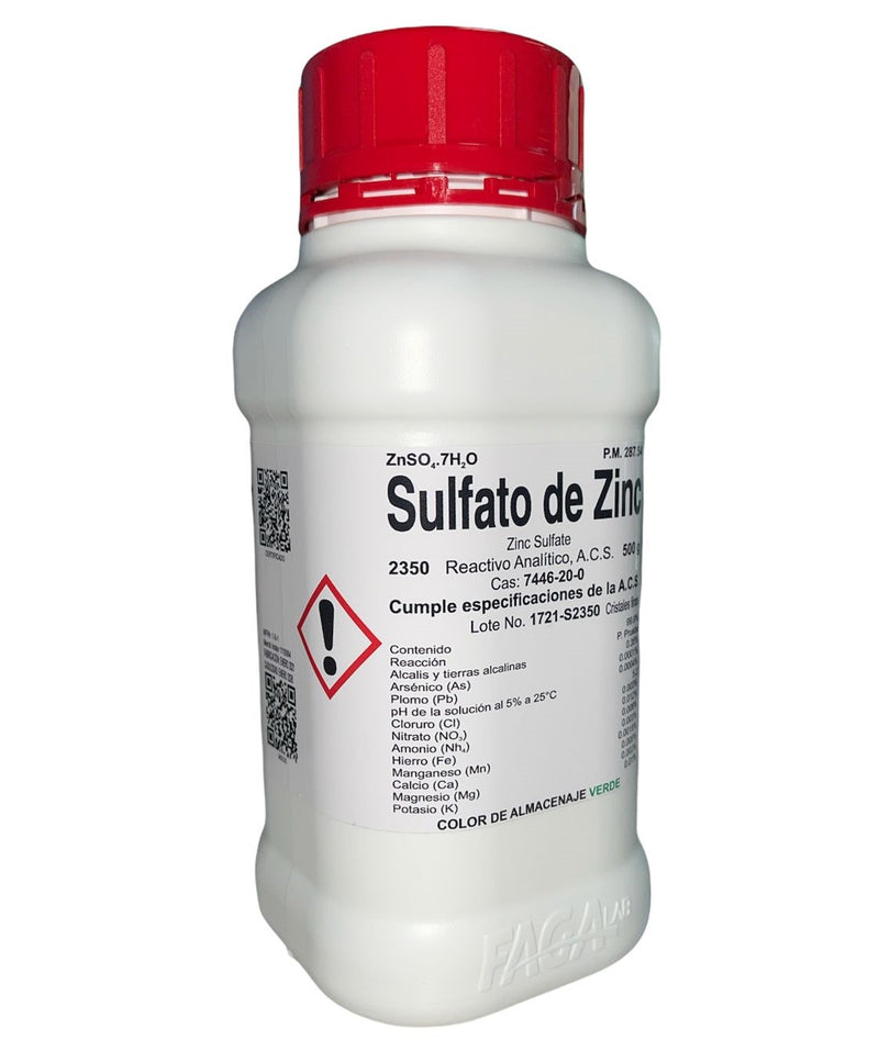 Sulfato De Zinc R. A. De 500 G Fagalab ID-1639348