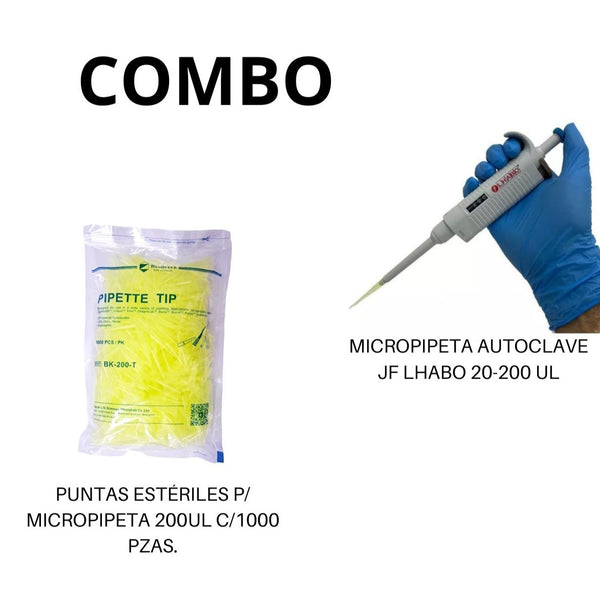 Micropipeta 20-200ul + Puntas Esteriles 200ul Jf Lhabo