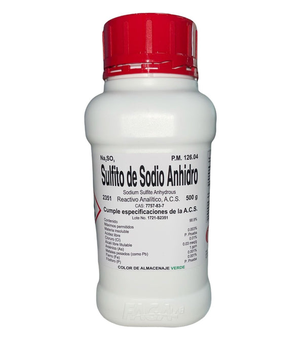 Sulfito de Sodio Anhidro R. A. de 500 G Fagalab