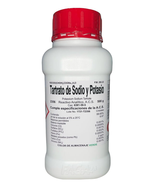 Tartrato de Sodio Y Potasio R. A. de 500 G Fagalab