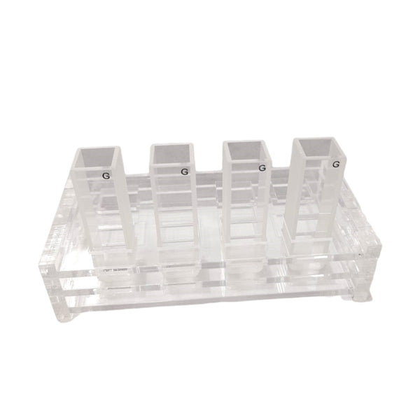 Kit 4 Celdas de Vidrio P/espectofotometro+gradilla P/8celdas Fagalab