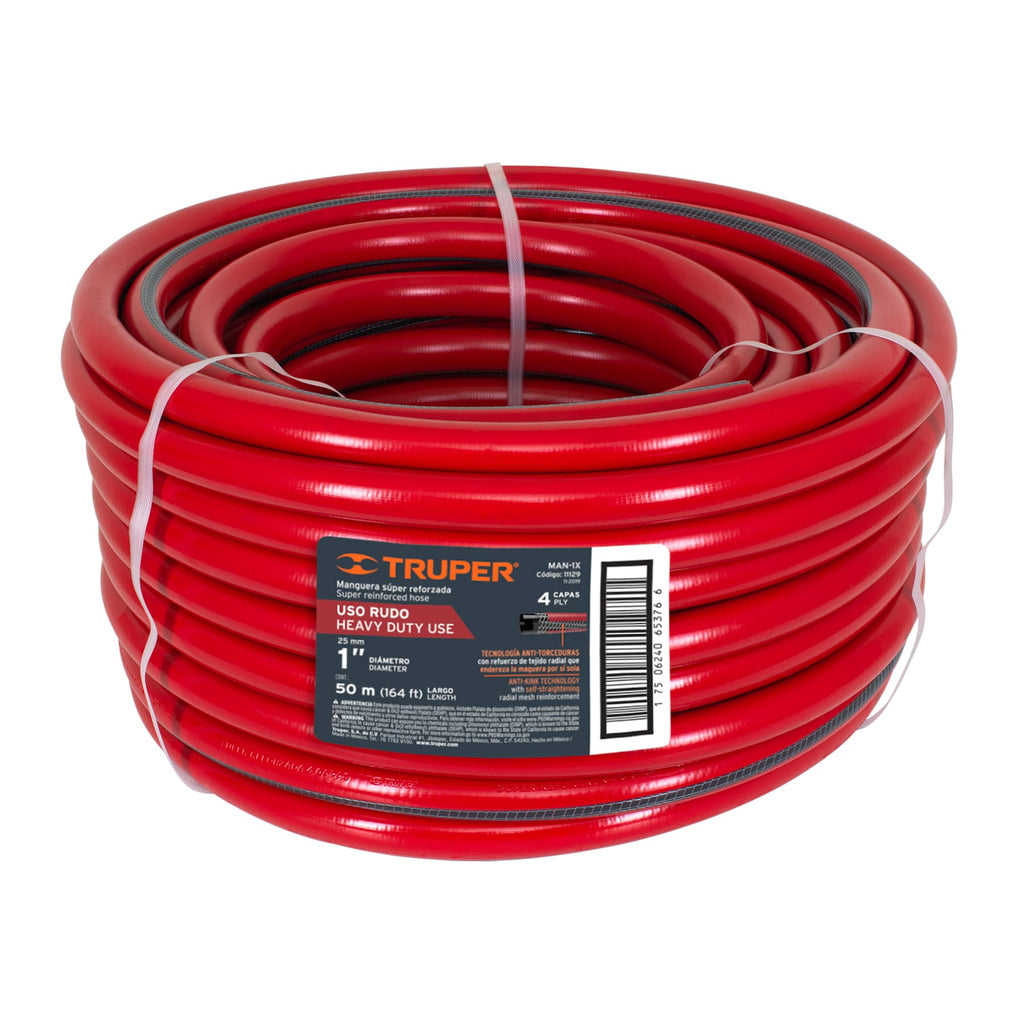 Manguera Agua 50 Mts 1'' Reforzada Uso Rudo Truper 11129