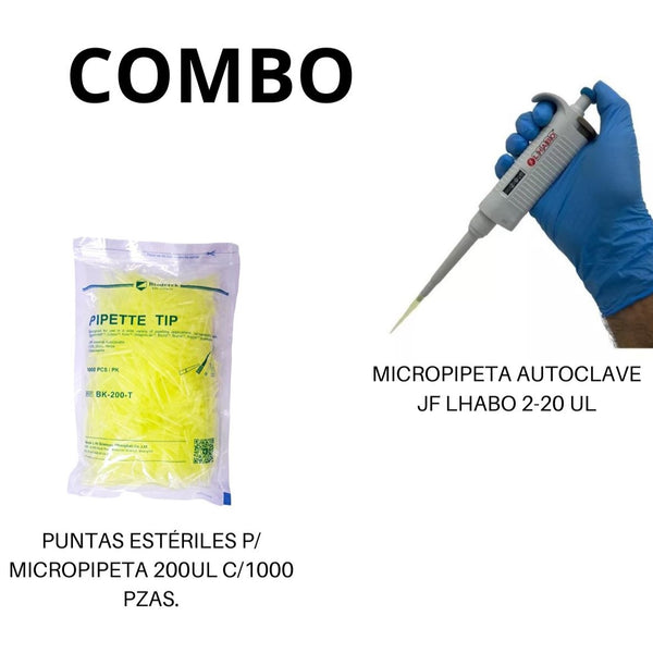 Micropipeta 2-20ul + Puntas Esteriles 200ul Jf Lhabo