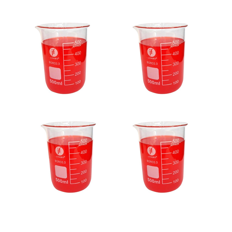 Vaso Precipitado De Vidrio 500 Ml Paq C/ 4 Jf Lhabo ID-2261265