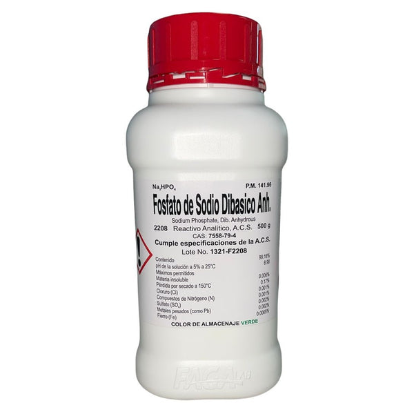 Fosfato de Sodio Dibasico Anhidro R. A. 500 G Fagalab