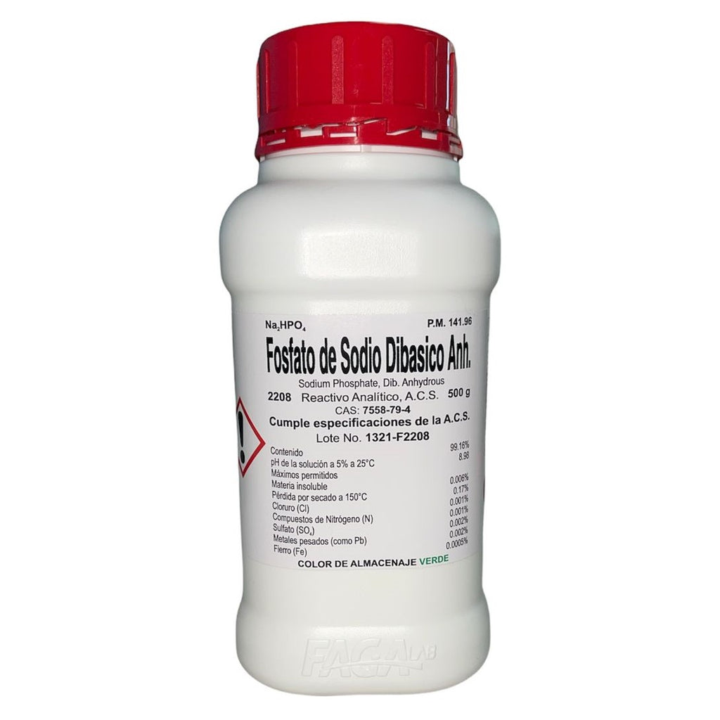 Fosfato de Sodio Dibasico Anhidro R. A. 500 G Fagalab